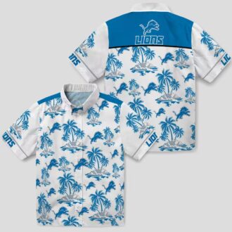 Detroit Lions Blue & White Hawaiian Shirt – Tropical Palm Island Design