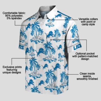 Detroit Lions Blue & White Hawaiian Shirt – Tropical Palm Island Design