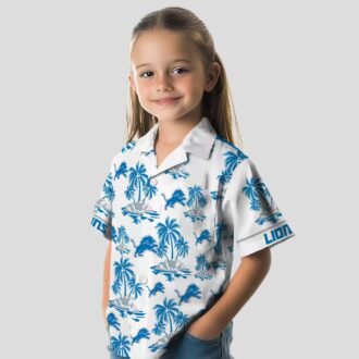 Detroit Lions Blue & White Hawaiian Shirt – Tropical Palm Island Design