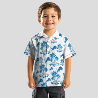 Detroit Lions Blue & White Hawaiian Shirt – Tropical Palm Island Design