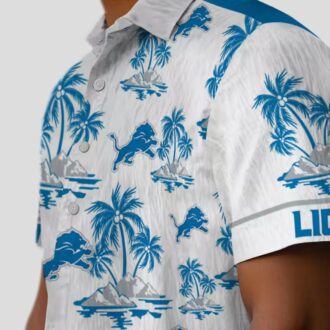 Detroit Lions Blue & White Hawaiian Shirt – Tropical Palm Island Design