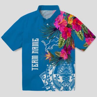 Detroit Lions Blue Hawaiian Shirt, Floral Polynesian Summer Outfit