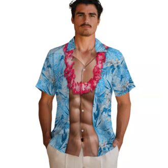 Detroit Lions Chest Illusion Hawaiian Shirt, Blue Aloha Game Day Outfit