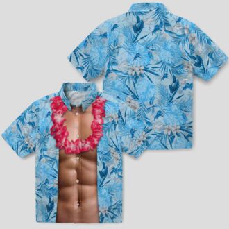 Detroit Lions Chest Illusion Hawaiian Shirt, Blue Aloha Game Day Outfit