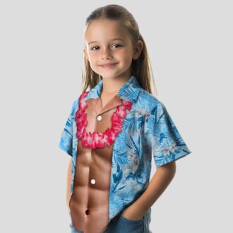 Detroit Lions Chest Illusion Hawaiian Shirt, Blue Aloha Game Day Outfit