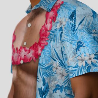 Detroit Lions Chest Illusion Hawaiian Shirt, Blue Aloha Game Day Outfit