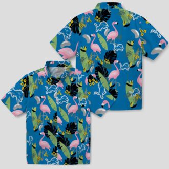 Detroit Lions Flamingo Leaves Blue Aloha Hawaiian Shirt for Football Fans