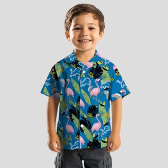 Detroit Lions Flamingo Leaves Blue Aloha Hawaiian Shirt for Football Fans