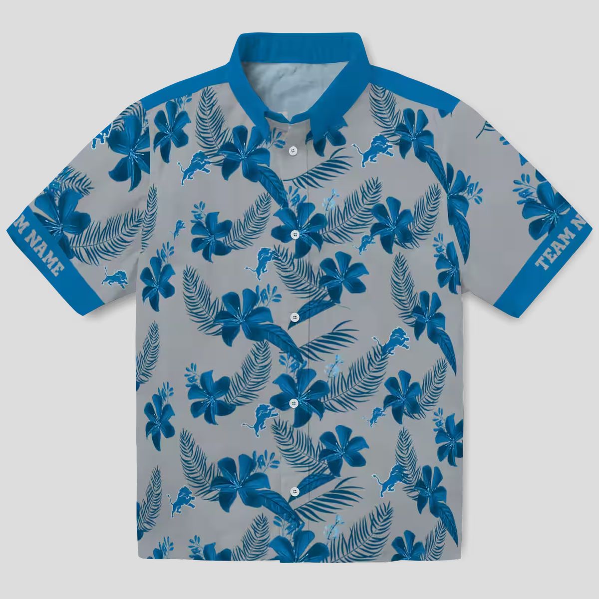 Detroit Lions Floral Hawaiian Shirt – Limited Edition Silver Botanical Print