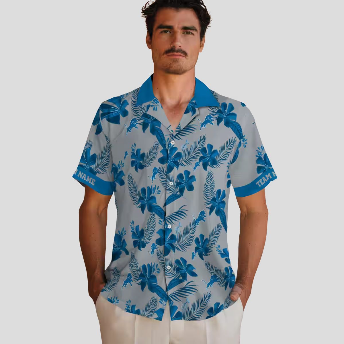Detroit Lions Floral Hawaiian Shirt – Limited Edition Silver Botanical Print