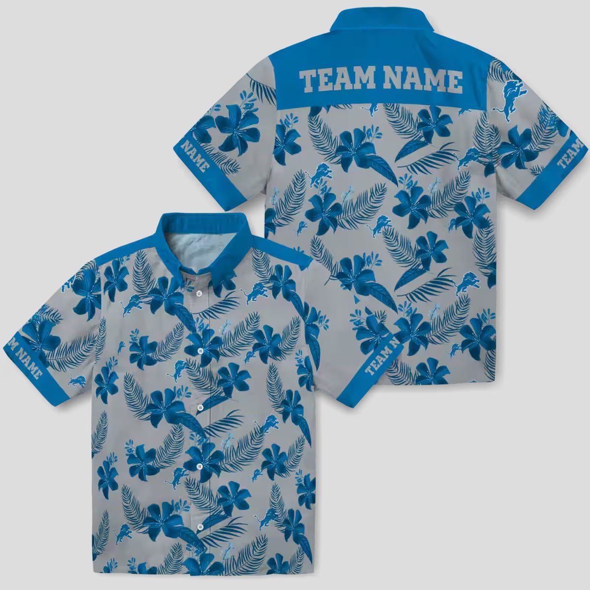 Detroit Lions Floral Hawaiian Shirt – Limited Edition Silver Botanical Print
