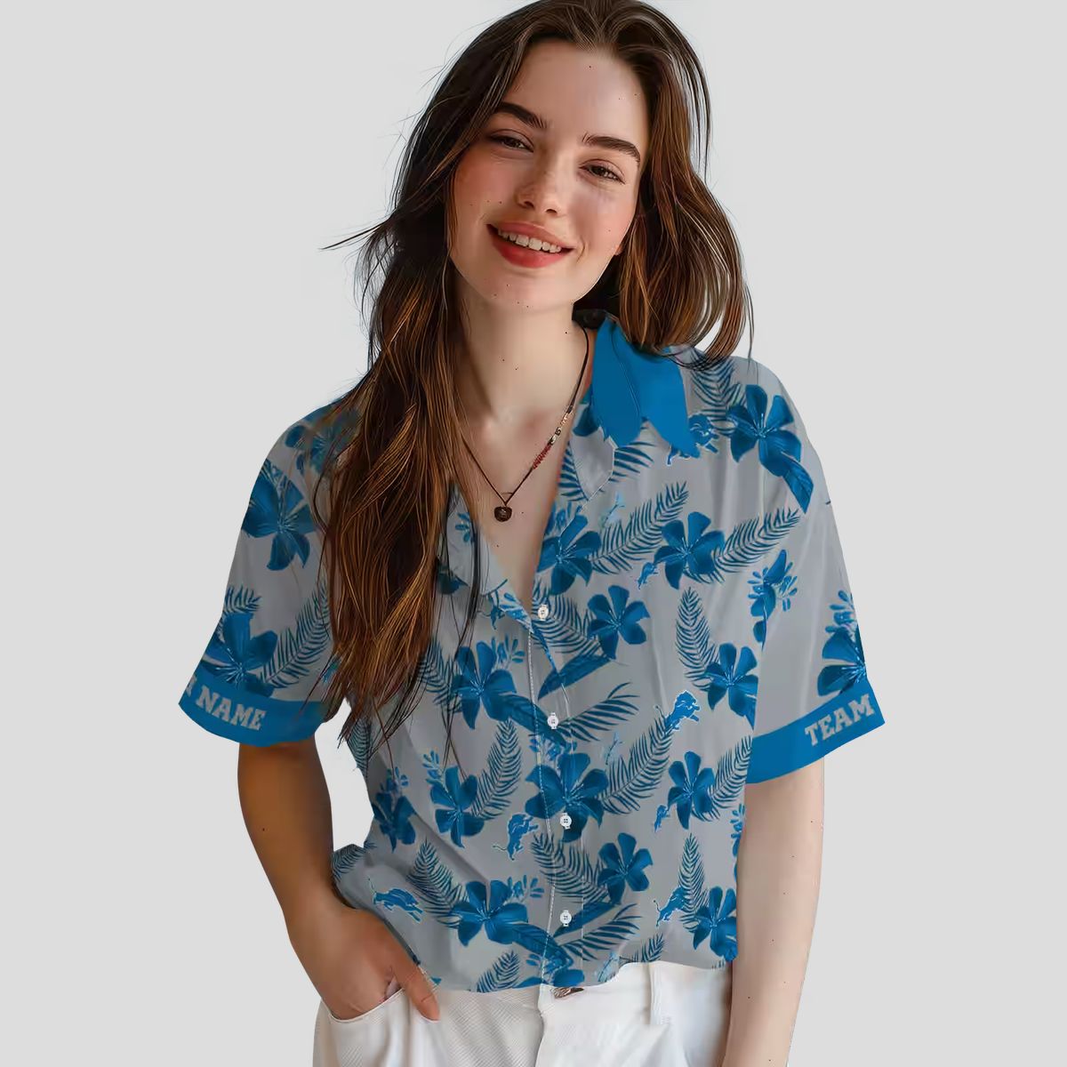 Detroit Lions Floral Hawaiian Shirt – Limited Edition Silver Botanical Print