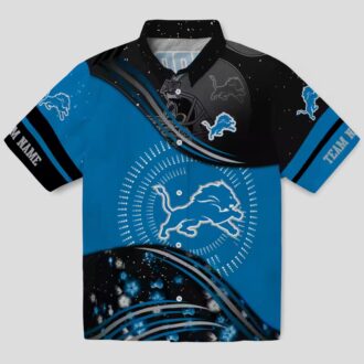 Detroit Lions Football Wave Hawaiian Shirt, Black & Blue Tropical Beach Shirt