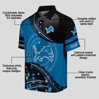 Detroit Lions Football Wave Hawaiian Shirt, Black & Blue Tropical Beach Shirt