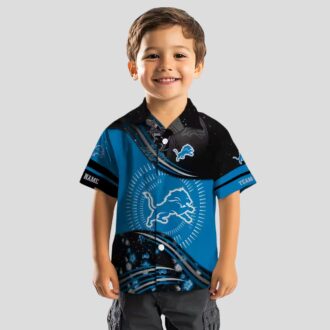 Detroit Lions Football Wave Hawaiian Shirt, Black & Blue Tropical Beach Shirt