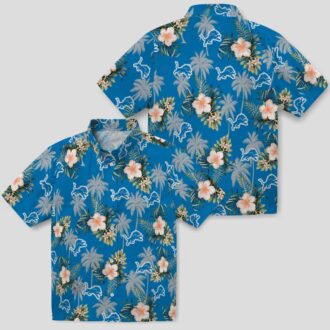 Detroit Lions Palm Tree Hawaiian Shirt - Blue Flower Design for NFL Fan Gifts
