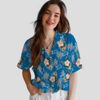 Detroit Lions Palm Tree Hawaiian Shirt - Blue Flower Design for NFL Fan Gifts