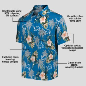 Detroit Lions Palm Tree Hawaiian Shirt - Blue Flower Design for NFL Fan Gifts