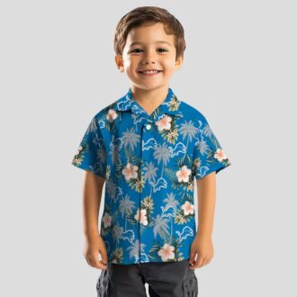 Detroit Lions Palm Tree Hawaiian Shirt - Blue Flower Design for NFL Fan Gifts