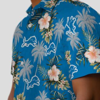 Detroit Lions Palm Tree Hawaiian Shirt - Blue Flower Design for NFL Fan Gifts