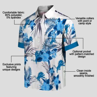 Detroit Lions Patriotic Hawaiian Shirt, Blue White Hibiscus Floral Summer Outfit