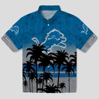 Detroit Lions Sunset Hawaiian Shirt, Custom Blue Black Beach Outfit for Mens & Womens