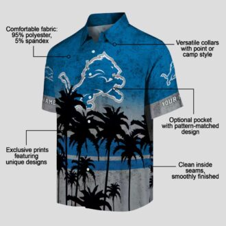 Detroit Lions Sunset Hawaiian Shirt, Custom Blue Black Beach Outfit for Mens & Womens