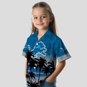 Detroit Lions Sunset Hawaiian Shirt, Custom Blue Black Beach Outfit for Mens & Womens