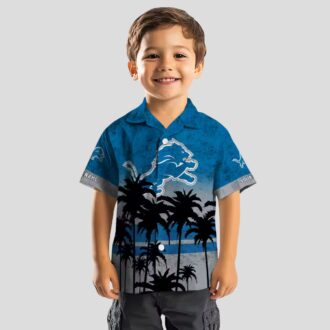 Detroit Lions Sunset Hawaiian Shirt, Custom Blue Black Beach Outfit for Mens & Womens