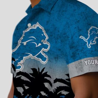 Detroit Lions Sunset Hawaiian Shirt, Custom Blue Black Beach Outfit for Mens & Womens