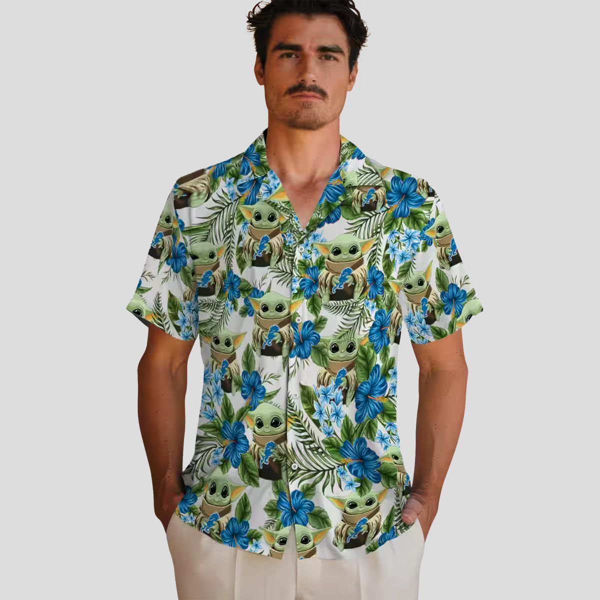 Detroit Lions Yoda Hawaiian Shirt, Green Tropical NFL Aloha Outfit