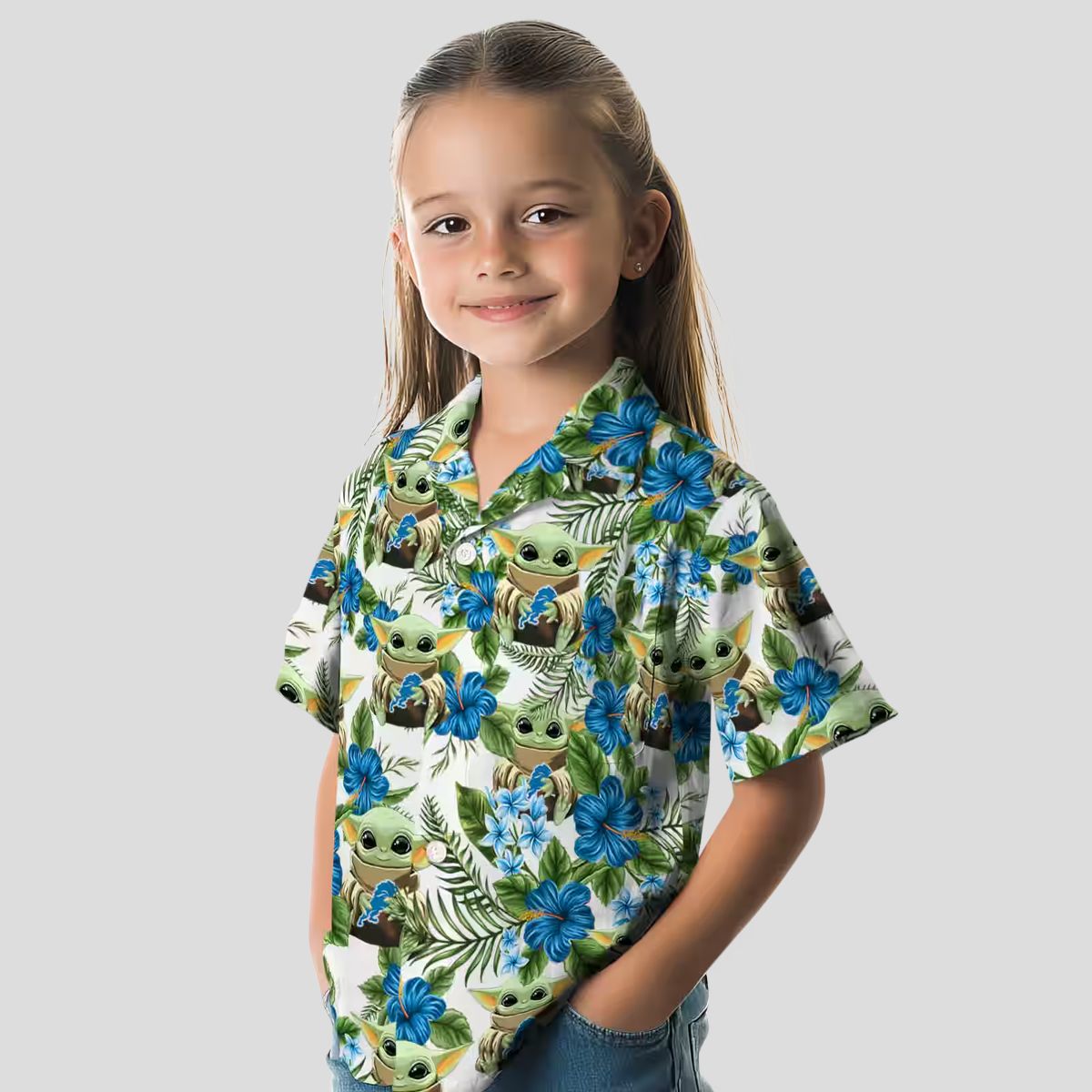 Detroit Lions Yoda Hawaiian Shirt, Green Tropical NFL Aloha Outfit
