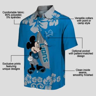 Disney Mickey Detroit Lions Hawaiian Shirt, Summer Surf Blue Aloha Shirt