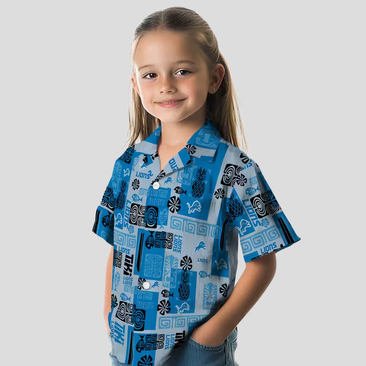 Limited Edition Detroit Lions Tribal Hawaiian Shirt, Blue Aloha Button Up Shirt