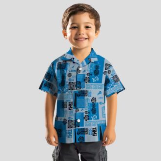 Limited Edition Detroit Lions Tribal Hawaiian Shirt, Blue Aloha Button Up Shirt