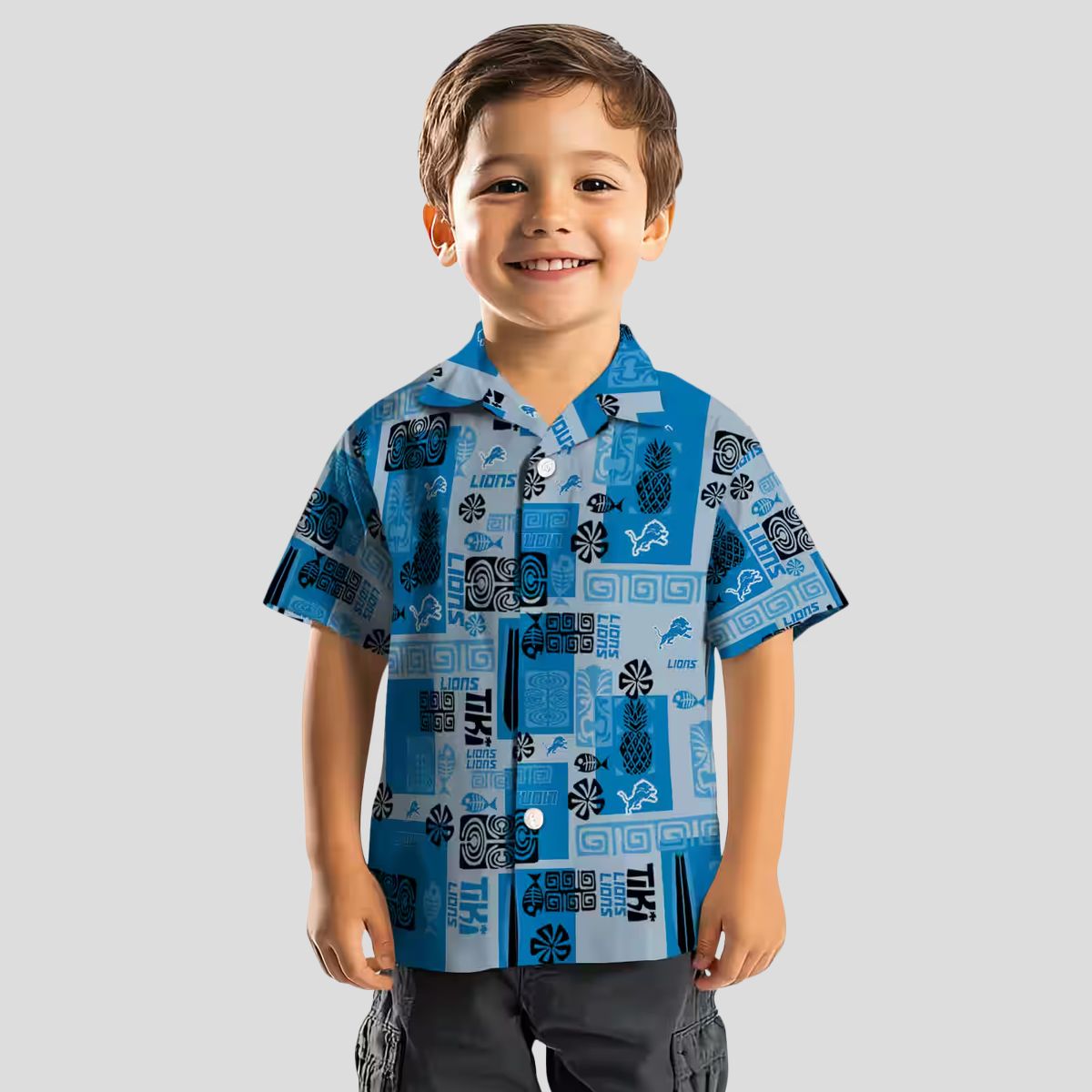 Limited Edition Detroit Lions Tribal Hawaiian Shirt, Blue Aloha Button Up Shirt