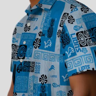 Limited Edition Detroit Lions Tribal Hawaiian Shirt, Blue Aloha Button Up Shirt