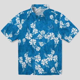 NFL Detroit Lions Aloha Blue Shirt, Hibiscus Clusters Summer Hawaiian Outfit