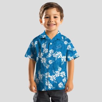 NFL Detroit Lions Aloha Blue Shirt, Hibiscus Clusters Summer Hawaiian Outfit