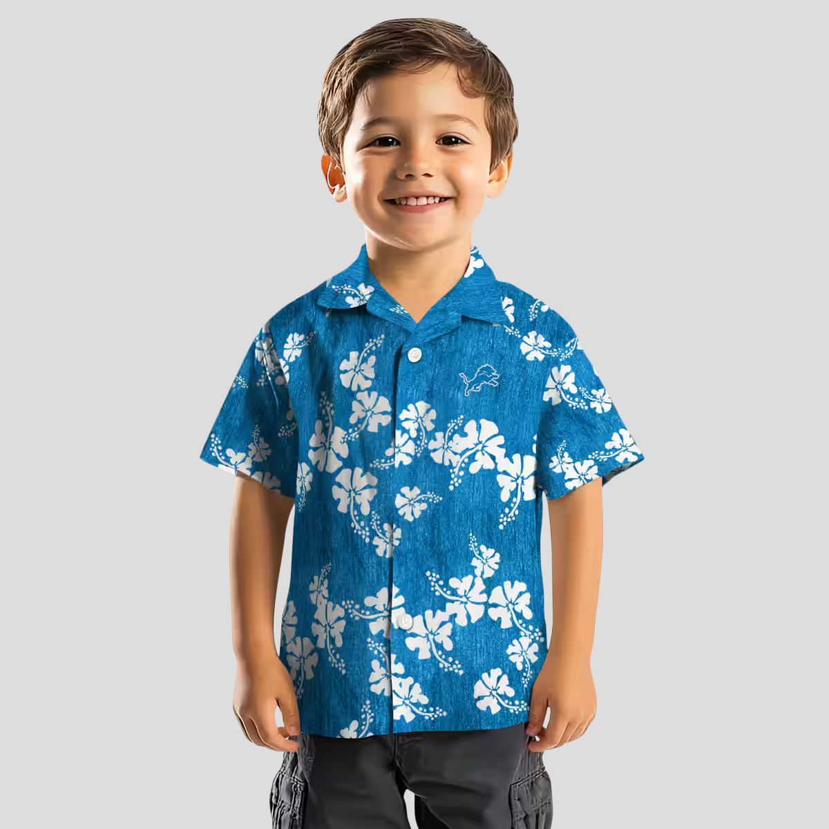 NFL Detroit Lions Aloha Blue Shirt, Hibiscus Clusters Summer Hawaiian Outfit