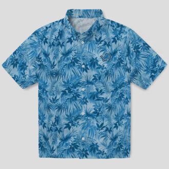 NFL Detroit Lions Blue Hawaiian Shirt – Leaf Print Tropical Beachwear