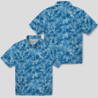 NFL Detroit Lions Blue Hawaiian Shirt – Leaf Print Tropical Beachwear