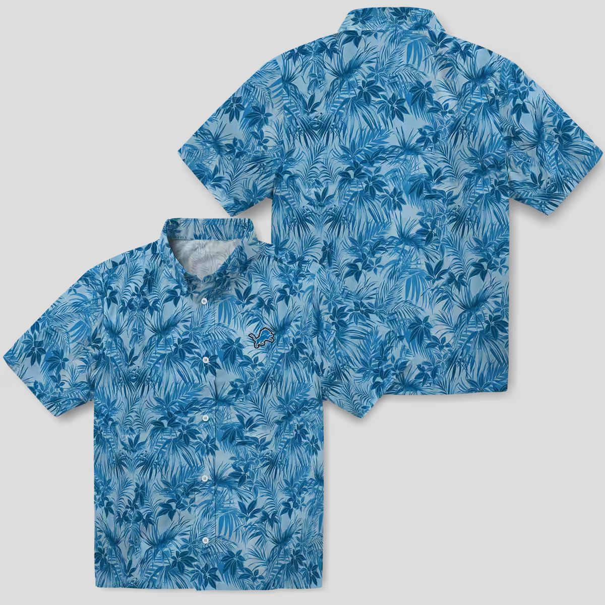 NFL Detroit Lions Blue Hawaiian Shirt – Leaf Print Tropical Beachwear