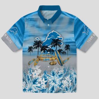 NFL Detroit Lions Custom Hawaiian Shirt, Tropical Canoe Blue Aloha Fan Gift