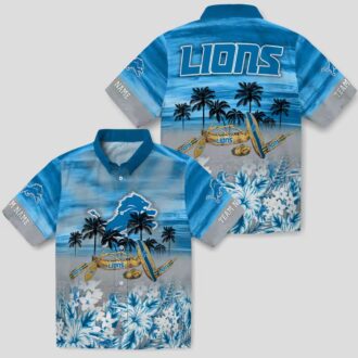 NFL Detroit Lions Custom Hawaiian Shirt, Tropical Canoe Blue Aloha Fan Gift