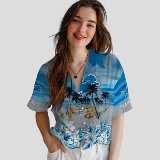 NFL Detroit Lions Custom Hawaiian Shirt, Tropical Canoe Blue Aloha Fan Gift
