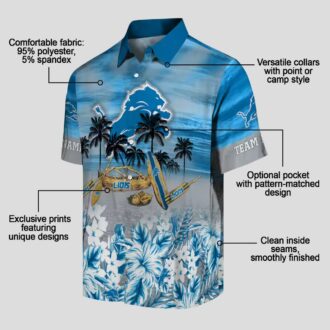 NFL Detroit Lions Custom Hawaiian Shirt, Tropical Canoe Blue Aloha Fan Gift