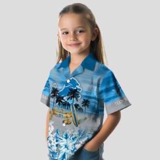 NFL Detroit Lions Custom Hawaiian Shirt, Tropical Canoe Blue Aloha Fan Gift