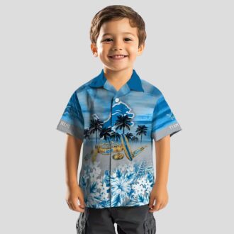 NFL Detroit Lions Custom Hawaiian Shirt, Tropical Canoe Blue Aloha Fan Gift