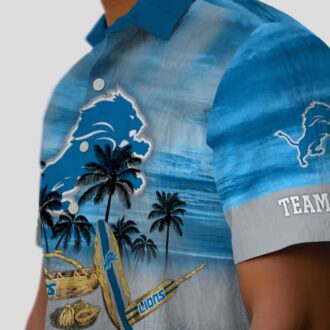NFL Detroit Lions Custom Hawaiian Shirt, Tropical Canoe Blue Aloha Fan Gift